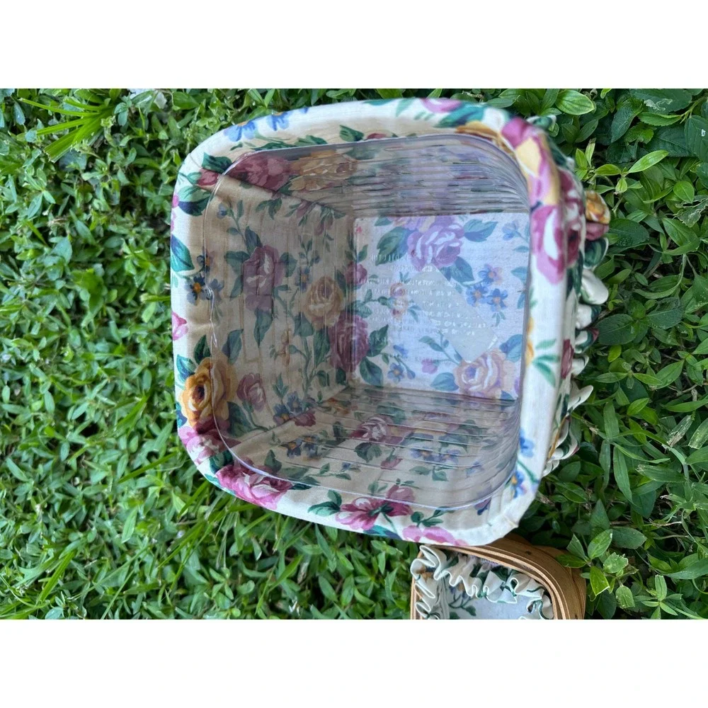 Longaberger Handwoven Basket Set Tissue Box Cover with Lid and Small Basket